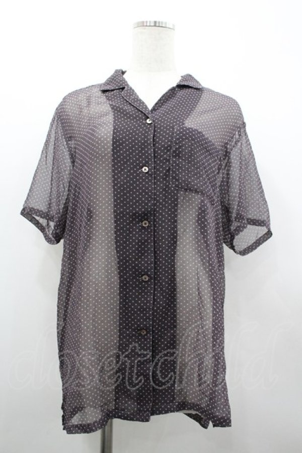 画像1: PINK HOUSE COLLECTION / ドットシフォン半袖ブラウス  グレーＸ白 I-26-02-20-015-LO-BL-SA-ZI (1)