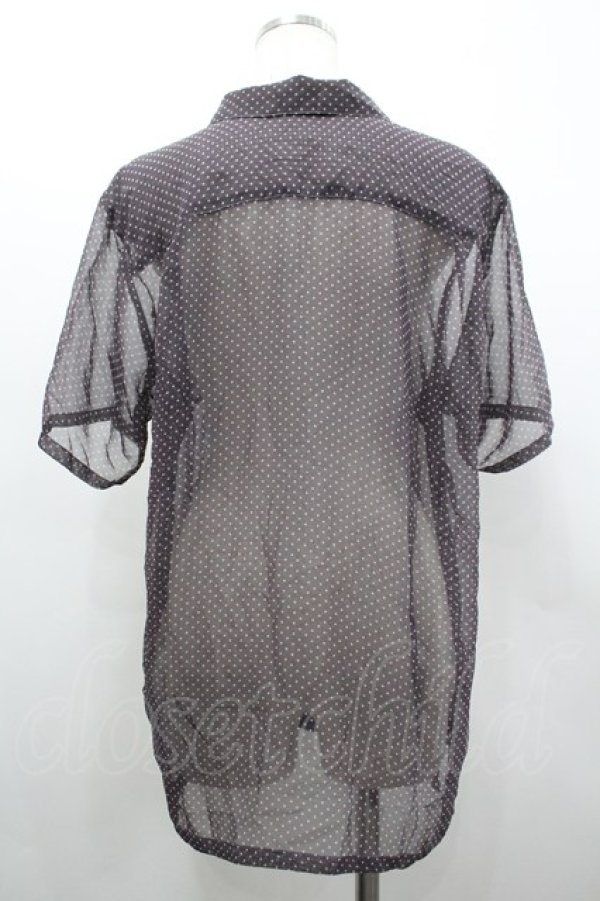 画像2: PINK HOUSE COLLECTION / ドットシフォン半袖ブラウス  グレーＸ白 I-26-02-20-015-LO-BL-SA-ZI (2)