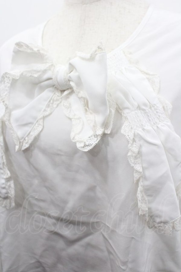 画像3: PINK HOUSE / 胸元リボン長袖ブラウス  白 I-26-02-20-016-LO-BL-SA-ZI (3)