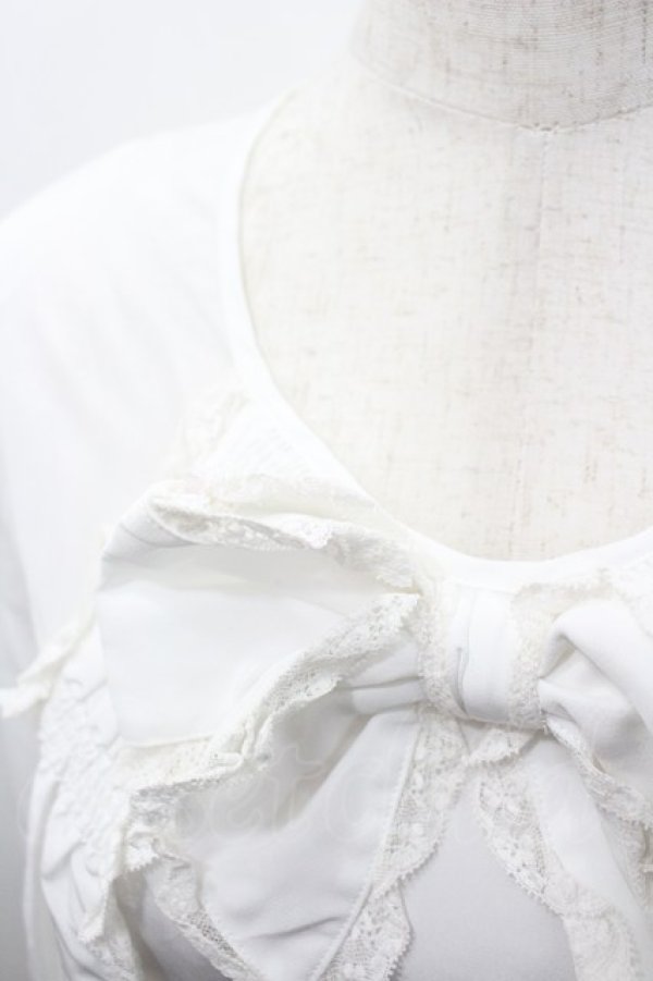 画像4: PINK HOUSE / 胸元リボン長袖ブラウス  白 I-26-02-20-016-LO-BL-SA-ZI (4)