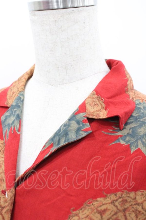 画像3: PINK HOUSE / パイナップル半袖ブラウス  赤Ｘブラウン I-26-02-20-018-LO-BL-SA-ZI (3)