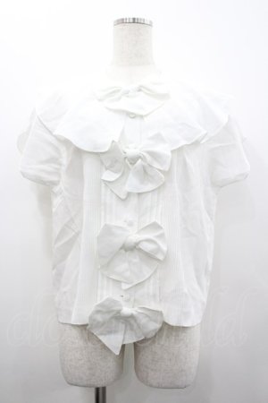 画像: INGEBORG / 4つリボンケープ風半袖ブラウス  白 I-26-02-20-021-LO-BL-SA-ZI