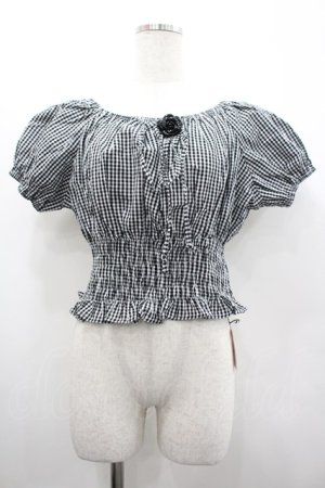 画像: MARBLE / ギンガムチェック半袖ブラウス  黒Ｘ白 I-26-02-20-003-GO-BL-SA-ZI
