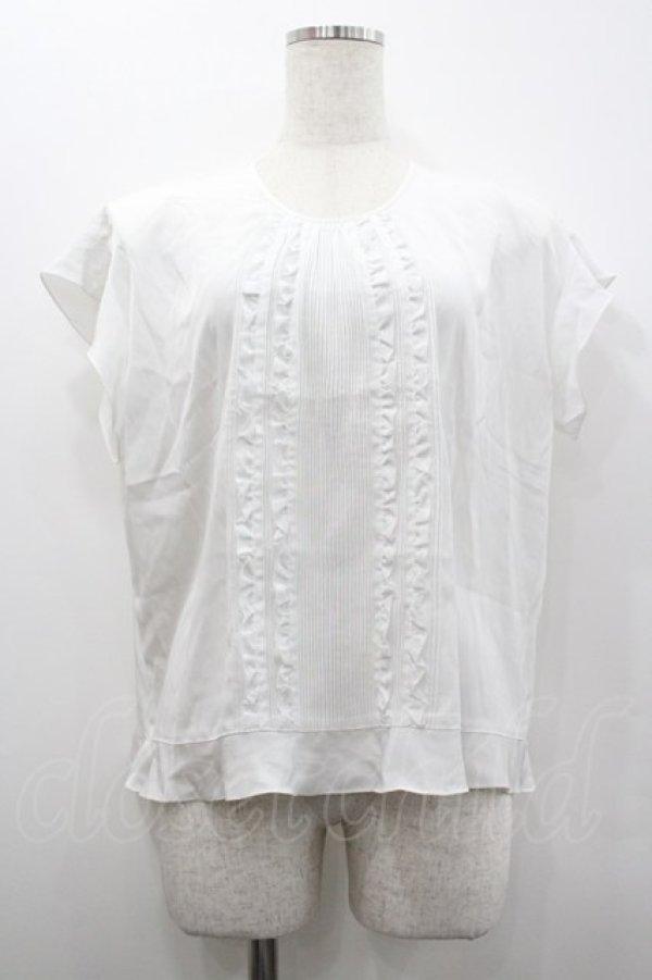 画像1: INGEBORG / フロントピコフリル&ピンタック半袖ブラウス  白 I-26-02-20-022-LO-BL-SA-ZI (1)