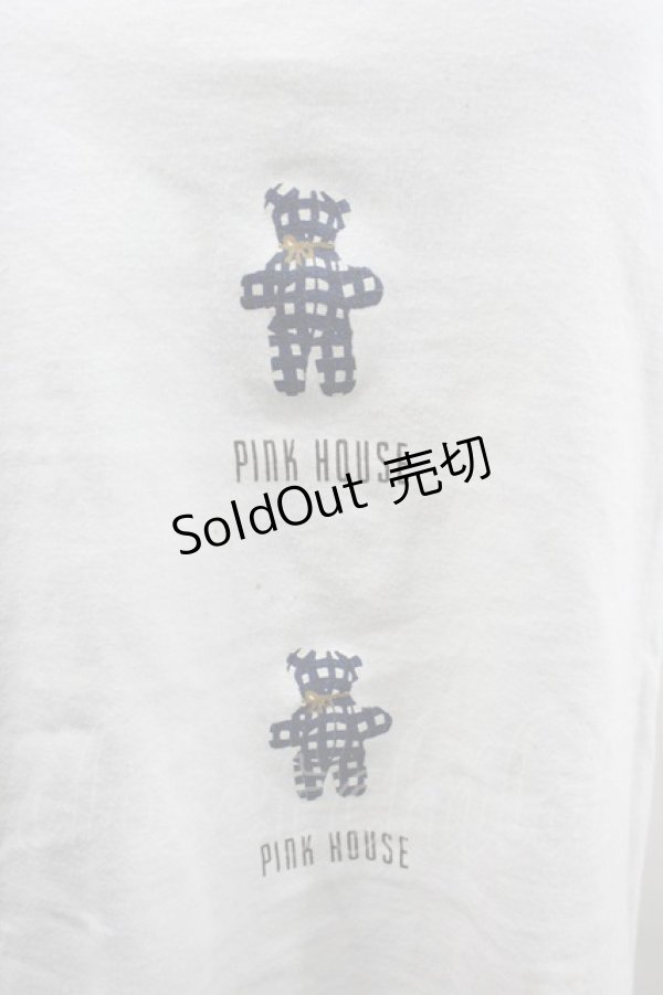 画像3: PINK HOUSE / チェックテディベア&ロゴpt長袖Tシャツ  ホワイト I-26-02-20-023-LO-TS-SA-ZI (3)