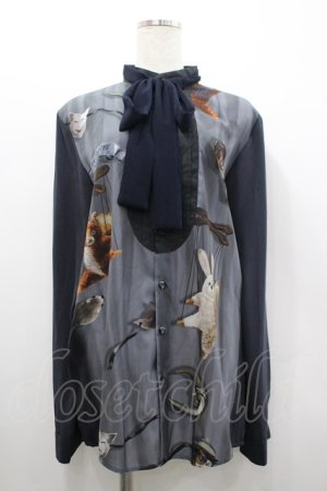 画像: MILKBOY / BIZZARE THEATREシャツ  グレーＸネイビー I-26-02-20-026-MB-BL-SA-ZI