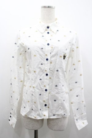 画像: PEACE NOW / クラウン総柄長袖シャツ  白ＸネイビーＸブラウン I-26-02-20-028-PU-BL-SA-ZI