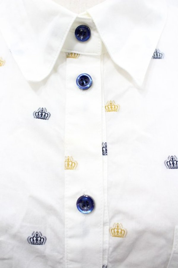 画像3: PEACE NOW / クラウン総柄長袖シャツ  白ＸネイビーＸブラウン I-26-02-20-028-PU-BL-SA-ZI (3)