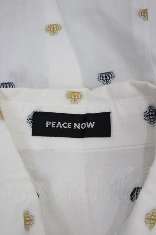 画像4: PEACE NOW / クラウン総柄長袖シャツ  白ＸネイビーＸブラウン I-26-02-20-028-PU-BL-SA-ZI (4)