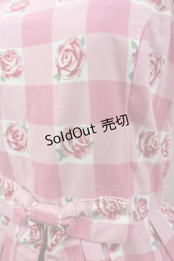 画像2: Emily Temple cute / ブロックチェックバラプリントジャンパースカート  ピンク I-26-02-23-038-ET-OP-TE-ZI (2)