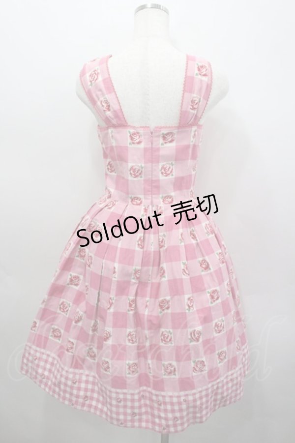 画像3: Emily Temple cute / ブロックチェックバラプリントジャンパースカート  ピンク I-26-02-23-038-ET-OP-TE-ZI (3)
