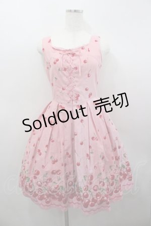 画像: Emily Temple cute / チェリープリントジャンパースカート  ピンク I-26-02-23-042-ET-OP-TE-ZI