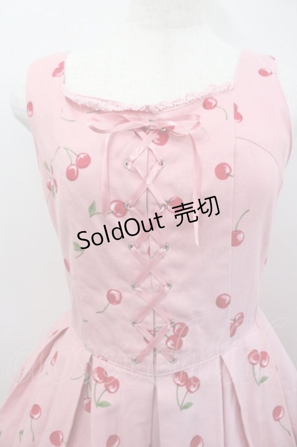 画像2: Emily Temple cute / チェリープリントジャンパースカート  ピンク I-26-02-23-042-ET-OP-TE-ZI (2)