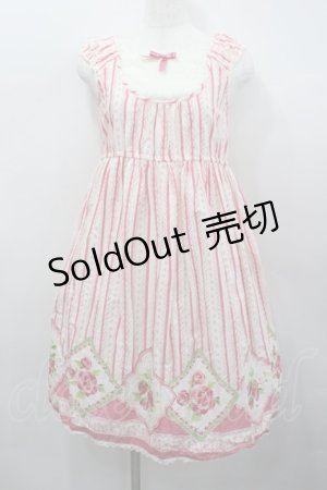 画像: Shirley Temple / 薔薇＆苺ストライププリントワンピース  ピンク×オフ I-26-02-23-044-ET-OP-TE-ZI
