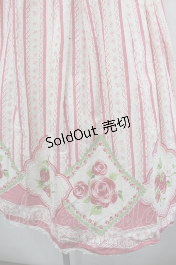 画像3: Shirley Temple / 薔薇＆苺ストライププリントワンピース  ピンク×オフ I-26-02-23-044-ET-OP-TE-ZI (3)