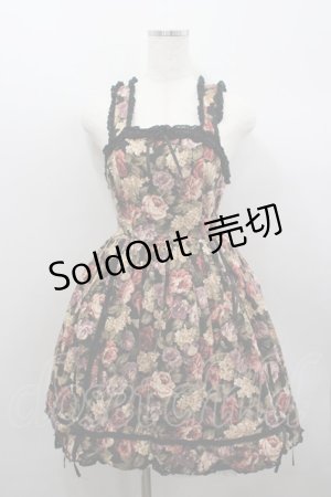 画像: Innocent World / ロココ調薔薇柄ジャンパースカート  黒 I-26-02-23-049-IW-OP-SA-ZI