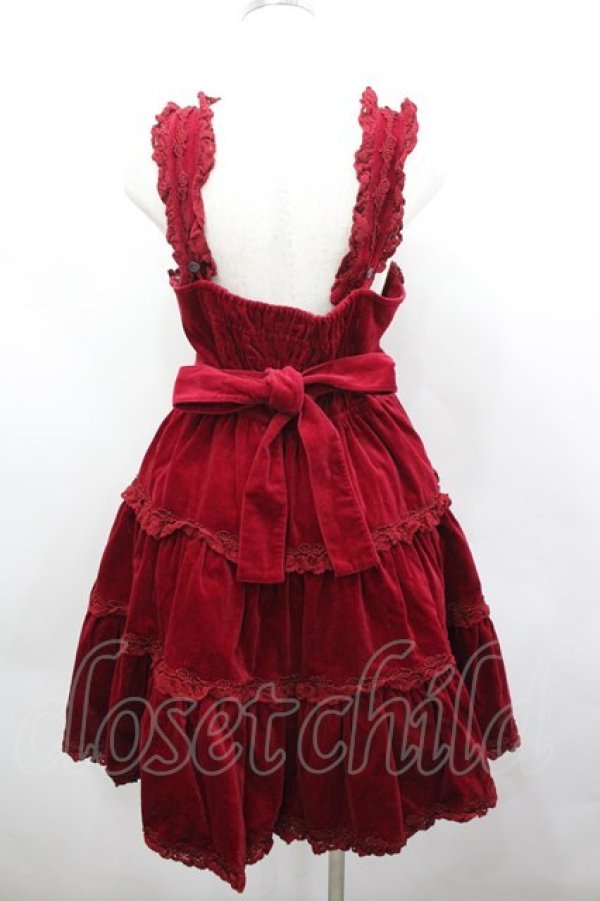 画像3: Innocent World / ローズレース別珍ジャンパースカート  ボルドー I-26-02-23-050-IW-OP-SA-ZI (3)