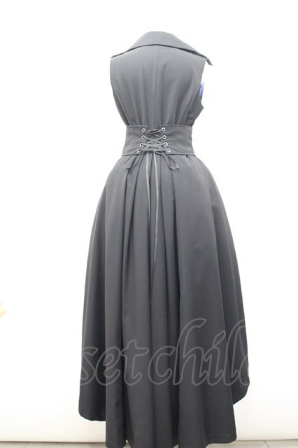 画像3: Moi-meme-Moitie / 衿ボタンフィッシュテールジレ  黒Ｘ青 I-26-02-23-052-MO-JA-SA-ZI (3)