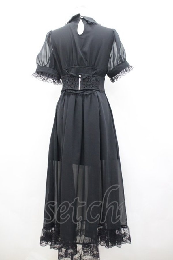 画像2: NoGenki / レース半袖ブラウスワンピース  黒 I-26-02-23-053-PU-OP-SA-ZI (2)