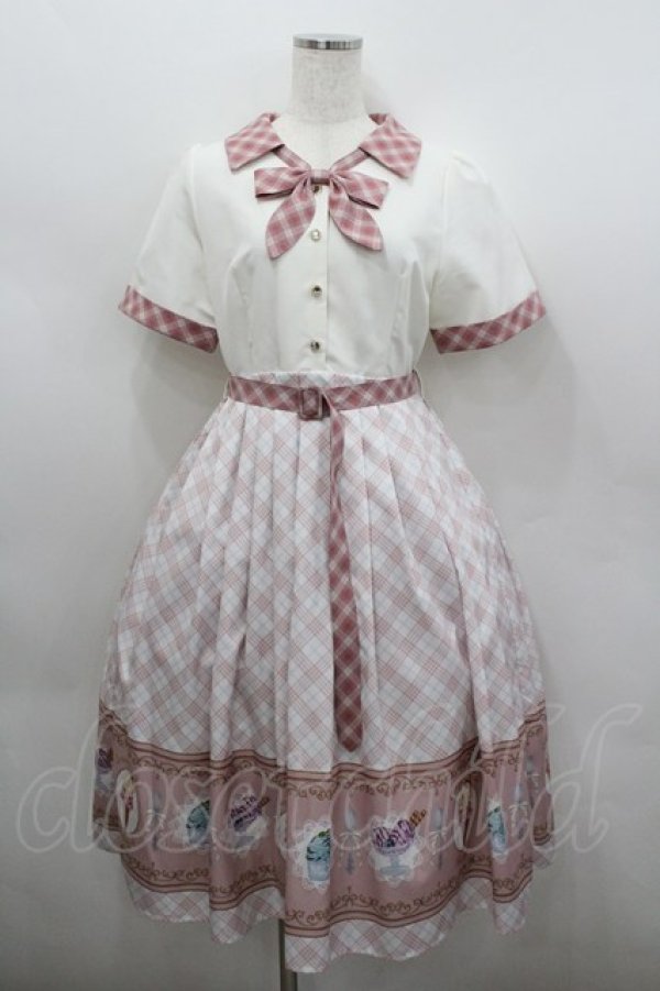 画像1: axes femme POETIQUE / レトロアイスクリームワンピース M 生成り×ピンク I-26-02-23-063-AX-OP-TE-ZI (1)