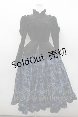 画像: ALICE and the PIRATES / シャンデリアフロッキーワンピース  黒Ｘ紺 I-26-02-23-065-PA-OP-SA-ZI