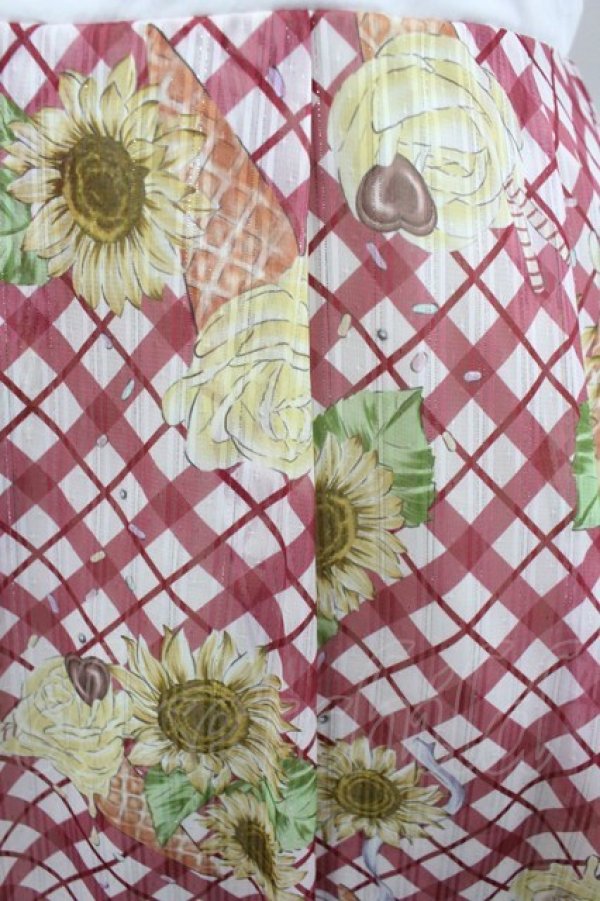 画像2: axes femme POETIQUE / ヒマワリ&アイスサマーワンピース M 赤×白 I-26-02-23-067-AX-OP-TE-ZI (2)