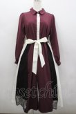 画像1: axes femme / レース切替配色ワンピース M ワイン I-26-02-23-068-AX-OP-TE-ZI (1)