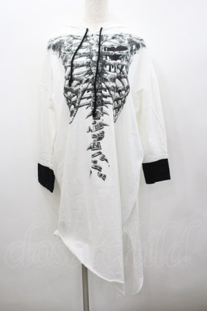 画像: ALGONQUINS / 骨プリントパーカーワンピース  白ｘ黒 I-26-02-23-069-AL-OP-SA-ZI