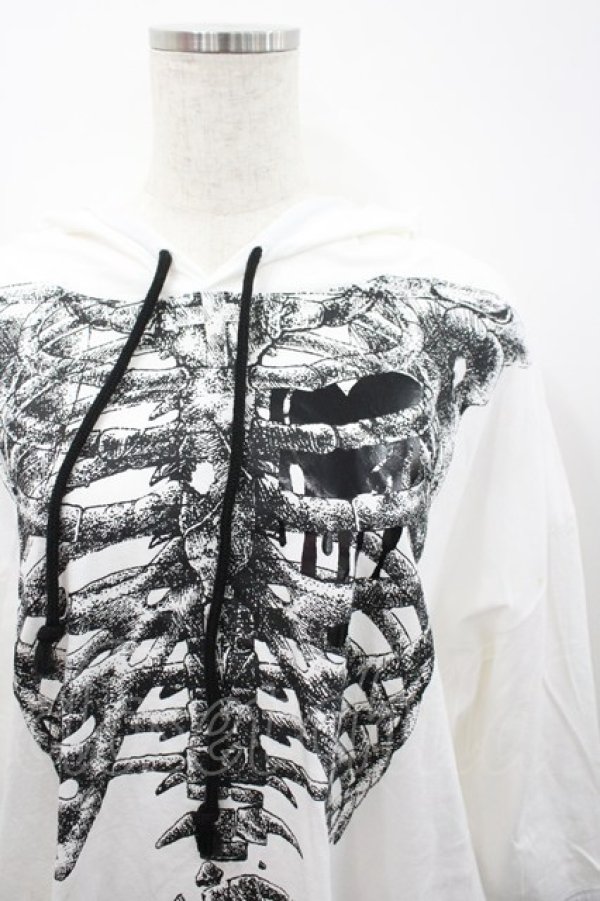 画像2: ALGONQUINS / 骨プリントパーカーワンピース  白ｘ黒 I-26-02-23-069-AL-OP-SA-ZI (2)