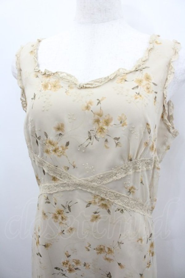 画像2: INGEBORG / フラワーシフォンプリントノースリーブワンピース  アイボリー I-26-02-23-070-LO-OP-SA-ZI (2)