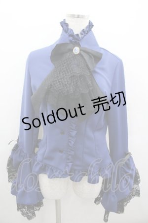 画像: MARBLE / デコラティブネクタイ付き配色切り替え姫袖ブラウス  青Ｘ黒 I-26-02-23-008-GO-BL-SA-ZI