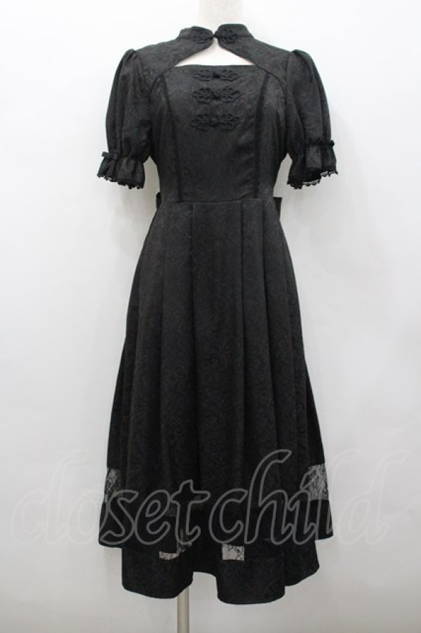 画像1: axes femme kawaii / チャイナ釦ジャガードワンピ M 黒 I-26-02-23-073-AX-OP-SA-ZI (1)