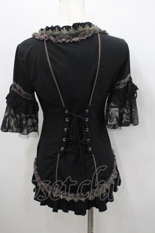 画像3: Ozz oneste / フリルカーデ重ね風カットソー  黒Ｘブラウン I-26-02-23-076-OO-TO-SA-ZI (3)