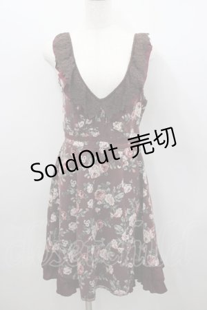 画像: axes femme / 総バラ柄Backリボンワンピース  ボルドー I-26-02-23-077-AX-OP-SA-ZI