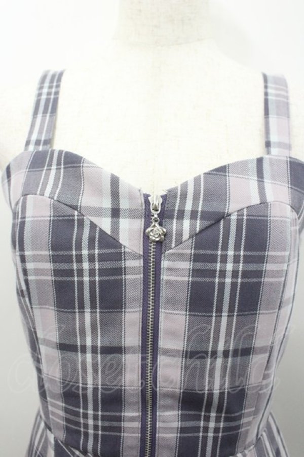 画像2: axes femme / センタージップチェックジャンスカ  パープル I-26-02-23-078-AX-OP-HR-ZI (2)