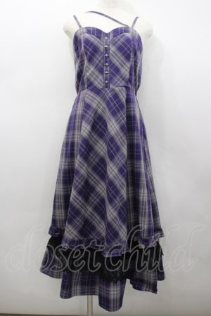 画像: axes femme / タータンチェックジャンスカ  紫 I-26-02-23-079-AX-OP-HR-ZI