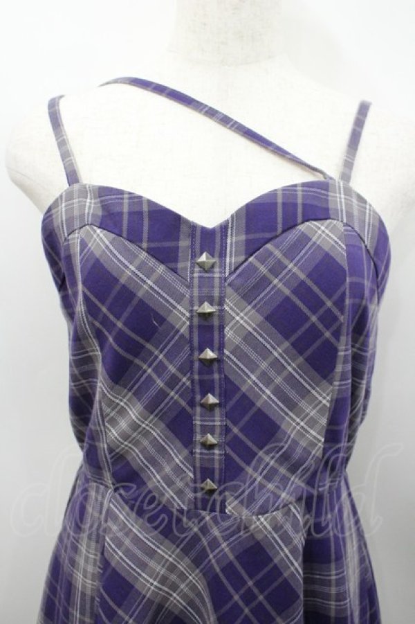 画像2: axes femme / タータンチェックジャンスカ  紫 I-26-02-23-079-AX-OP-HR-ZI (2)