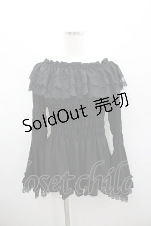 画像: ATELIER PIERROT / Shirring princess sleeve blouse  黒 I-26-02-23-009-EL-BL-SA-ZI