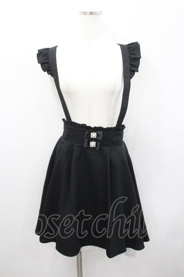 画像1: Secret Honey / パールリボンサス付きスカート  黒Ｘ白 I-26-02-23-091-CA-SK-SA-ZI (1)