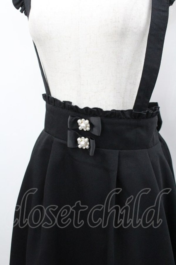 画像2: Secret Honey / パールリボンサス付きスカート  黒Ｘ白 I-26-02-23-091-CA-SK-SA-ZI (2)