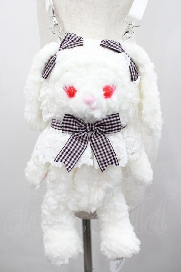 画像1: BABY,THE STARS SHINE BRIGHT / うさくみゃちゃんポシェット  白Ｘ黒ピンクチェック I-26-02-23-106-BA-BG-SA-ZI (1)