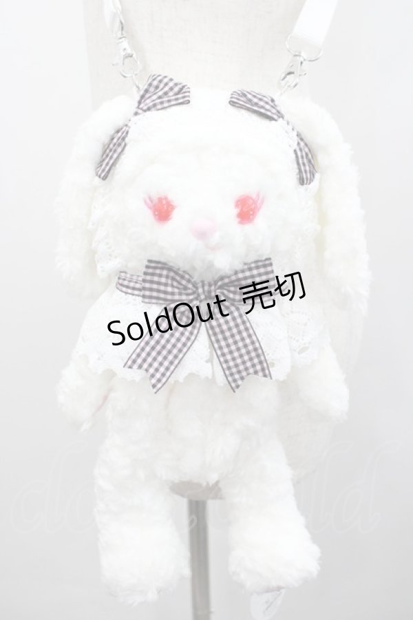 画像1: BABY,THE STARS SHINE BRIGHT / うさくみゃちゃんポシェット  白Ｘ黒ピンクチェック I-26-02-23-106-BA-BG-SA-ZI (1)