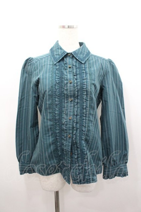 画像1: axes femme / ストライプブラウス M グリーン I-26-02-23-012-AX-BL-TE-ZI (1)