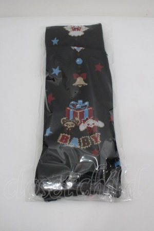 画像: BABY,THE STARS SHINE BRIGHT / くみゃちゃんのDokiDoki Christmas Party柄オーバーニーソックス（天使柄）  黒 I-26-02-23-122-BA-ZA-SA-ZI