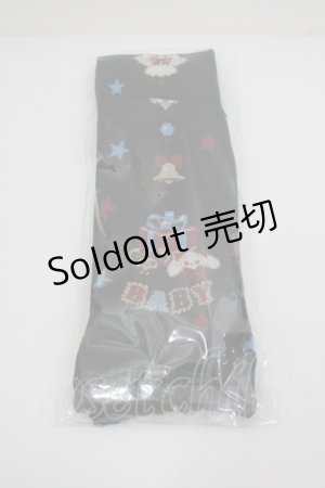 画像: BABY,THE STARS SHINE BRIGHT / くみゃちゃんのDokiDoki Christmas Party柄オーバーニーソックス（天使柄）  黒 I-26-02-23-122-BA-ZA-SA-ZI
