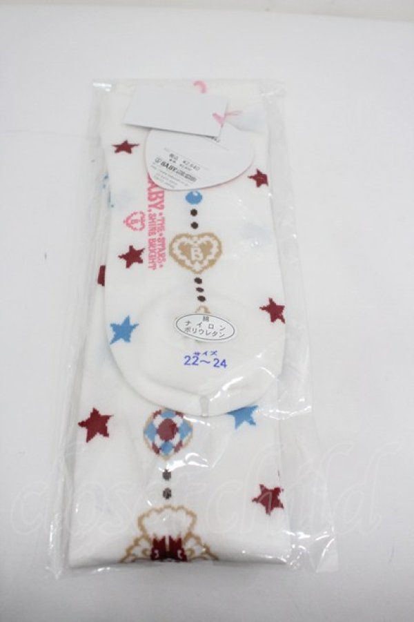 画像1: BABY,THE STARS SHINE BRIGHT / くみゃちゃんのDokiDoki Christmas Party柄オーバーニーソックス（天使柄）  白 I-26-02-23-124-BA-ZA-SA-ZI (1)