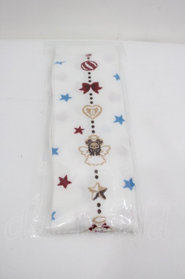 画像2: BABY,THE STARS SHINE BRIGHT / くみゃちゃんのDokiDoki Christmas Party柄オーバーニーソックス（天使柄）  白 I-26-02-23-124-BA-ZA-SA-ZI (2)