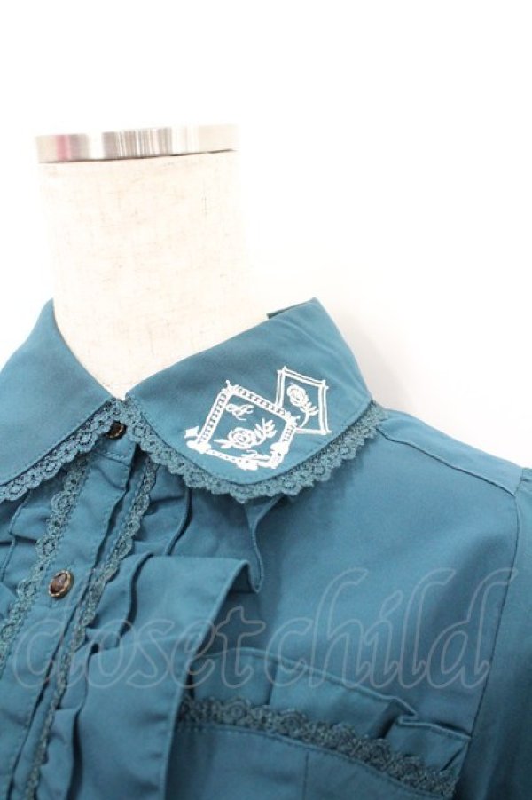 画像2: axes femme / ローズトランプ刺繍ブラウス M グリーン I-26-02-23-013-AX-BL-TE-ZI (2)