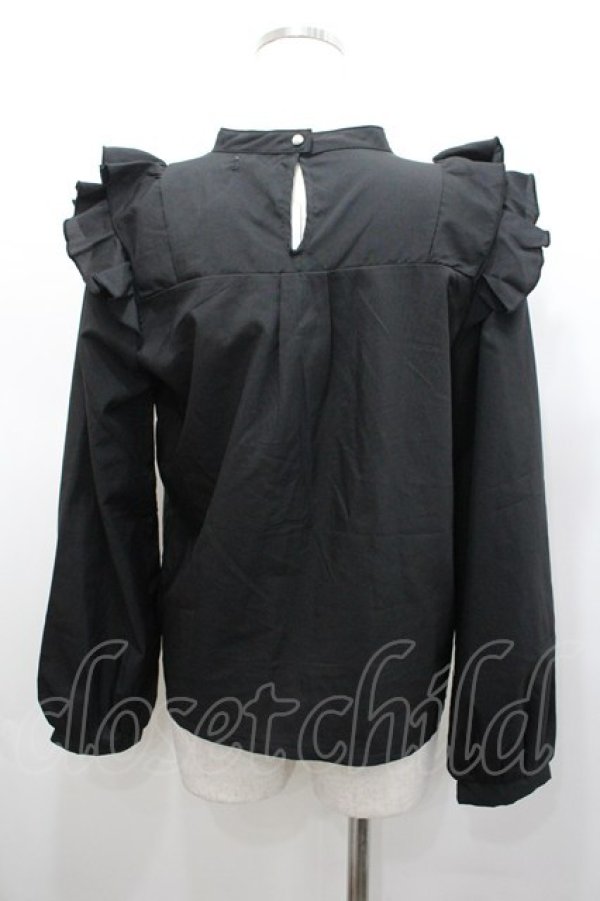 画像3: axes femme / チョーカー風ローズ刺繍ブラウス F 黒 I-26-02-23-014-AX-BL-TE-ZI (3)