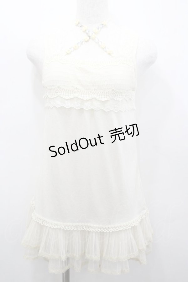 画像1: axes femme / 巻き薔薇&ビジュータンク  生成り I-26-02-23-016-AX-TO-SA-ZI (1)